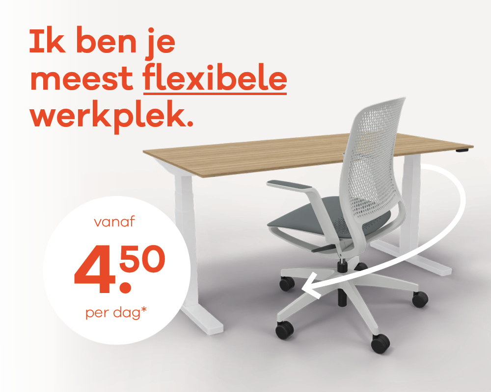 Een elektrisch bureau & ergonomische bureaustoel vanaf 2 euro per dag